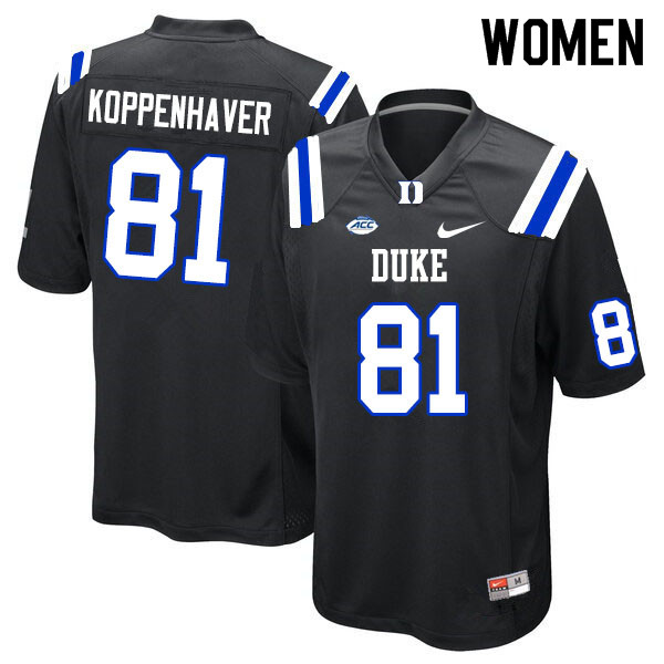 Women #81 Davis Koppenhaver Duke Blue Devils College Football Jerseys Sale-Black - Click Image to Close